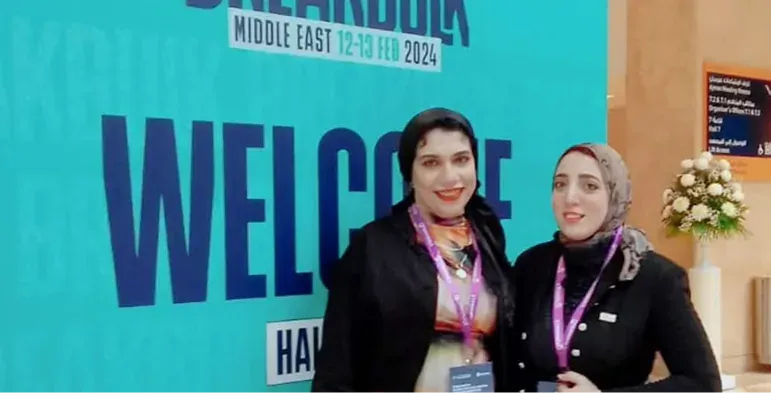 Golden Ocean representatives at a maritime exhibition welcome area